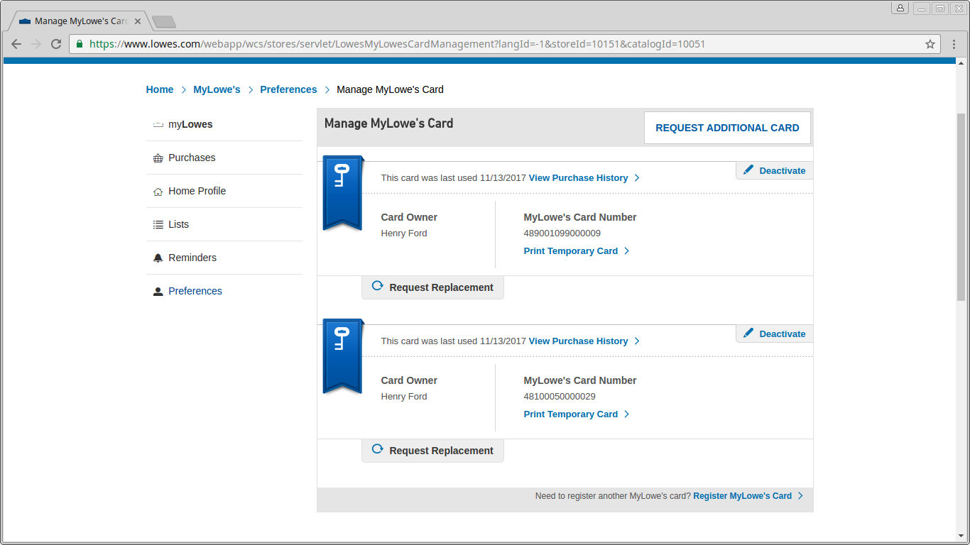 View All MyLowe’s Cards